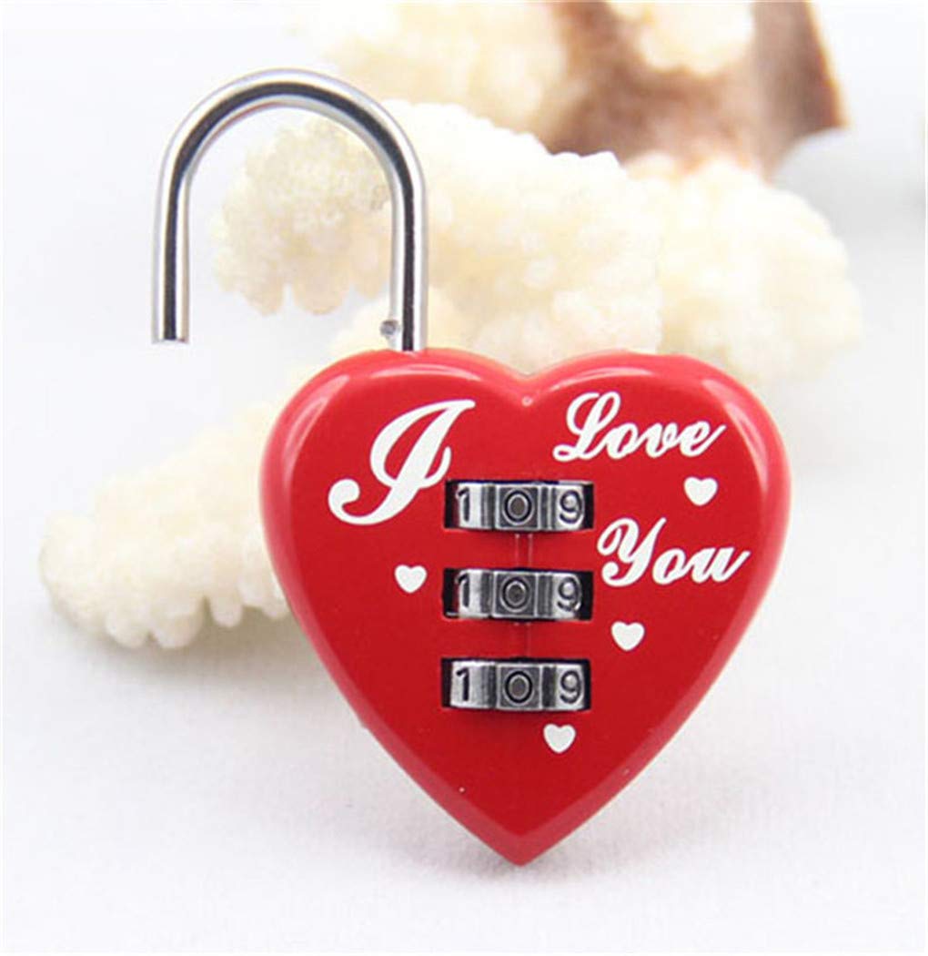 2pack I Love YOU Red Heart Password Lock Mini Cartoon Lock Novelty